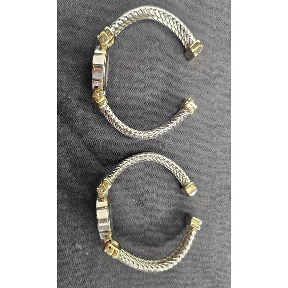Two COLLEZIO Women's 25mm Twisted Cuff Band Crystal Vintage WATCH As Is Lot of 2 - Picture 3 of 6